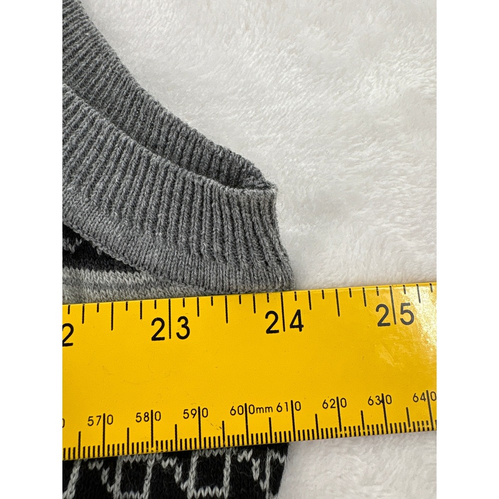 Haggar Sweater Vest XXL Gray Fair Isle Pattern V-Neck Cotton Blend 7444 - Picture 4 of 7